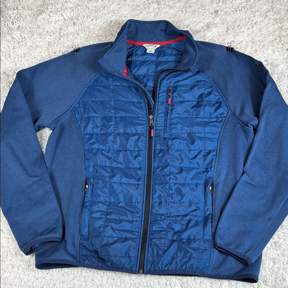 Orvis Full Zip Hybrid Outdoor Jacket Blue Large (Quilted + Stretch Panels) LG